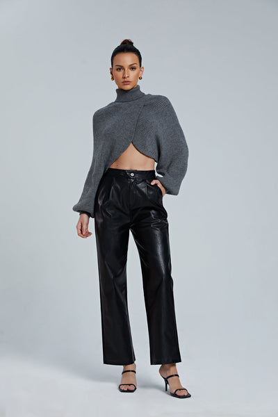 Batwing Sleeve Turtleneck Crop