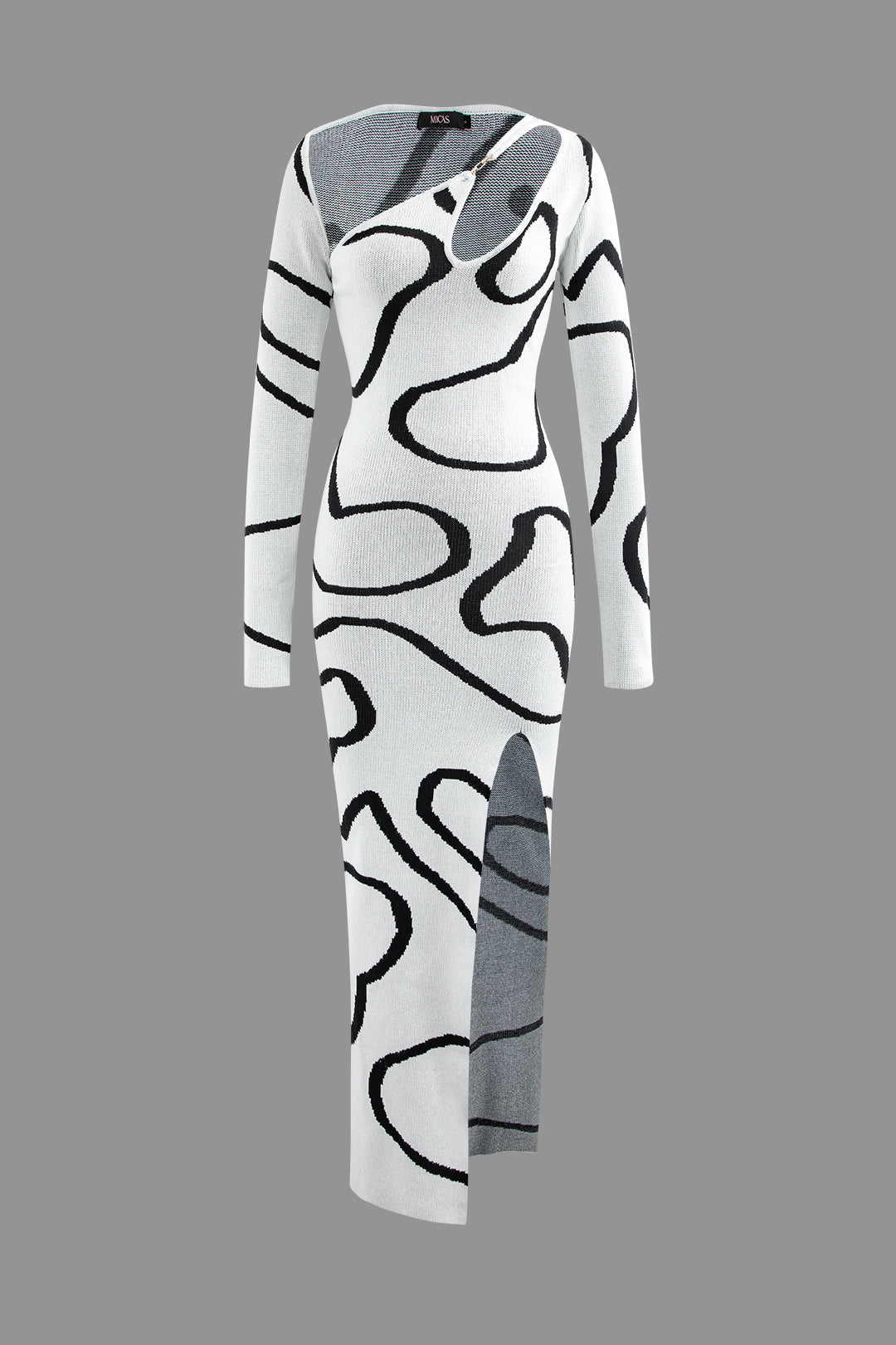 Line Pattern Cut Out Maxi Dress