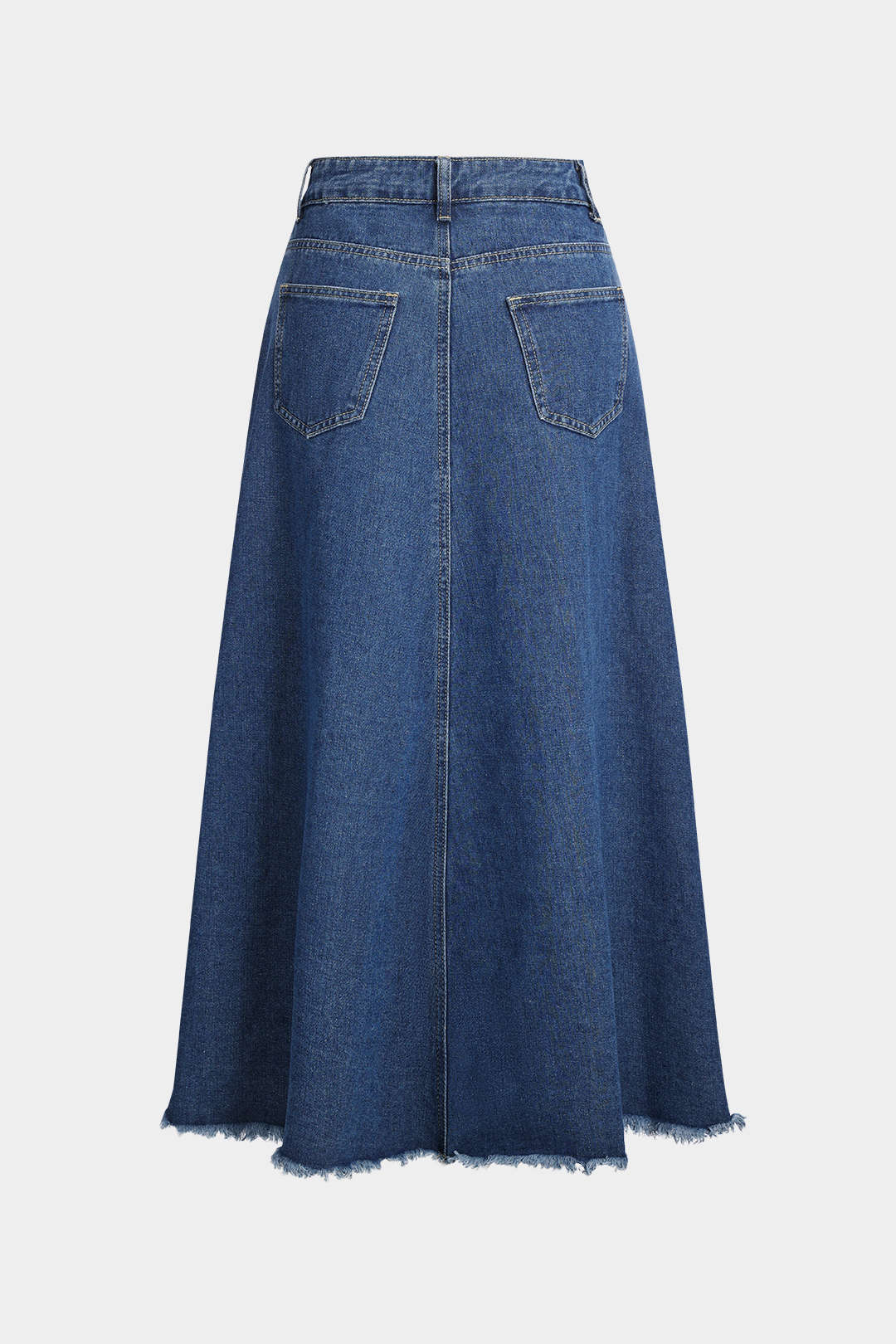 Denim Patchwork Button Pocket Skirt