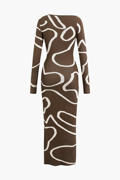 Line Pattern Cut Out Maxi Dress