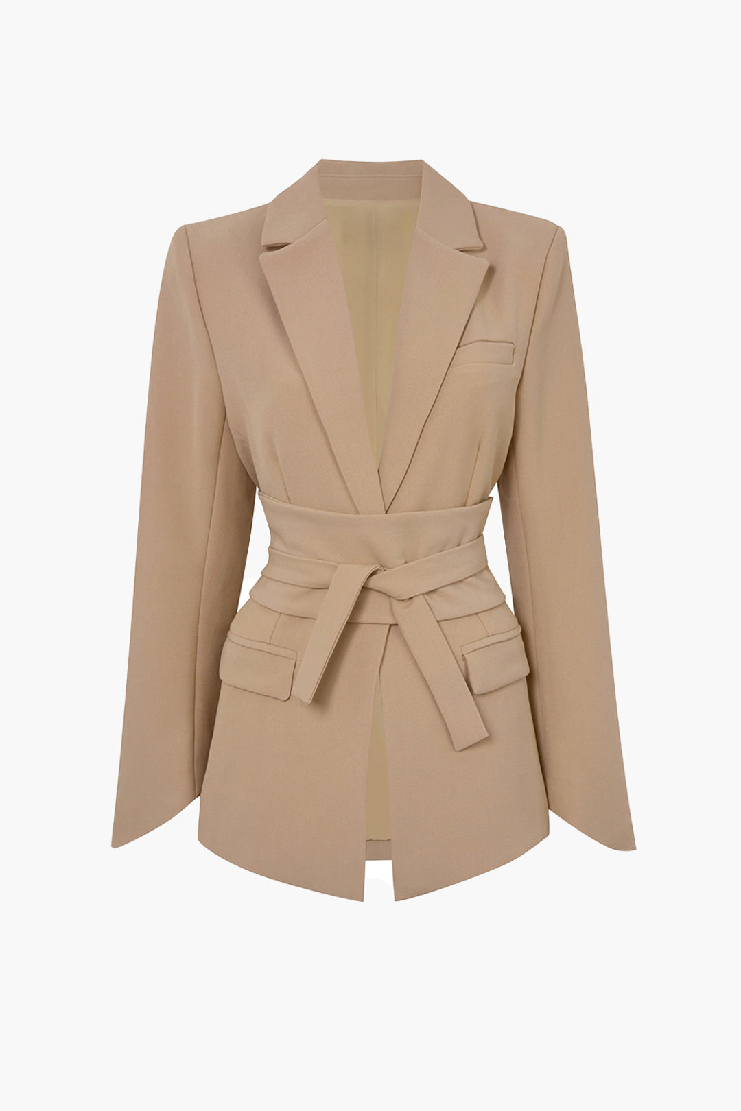 Basic Solid Belted Blazer