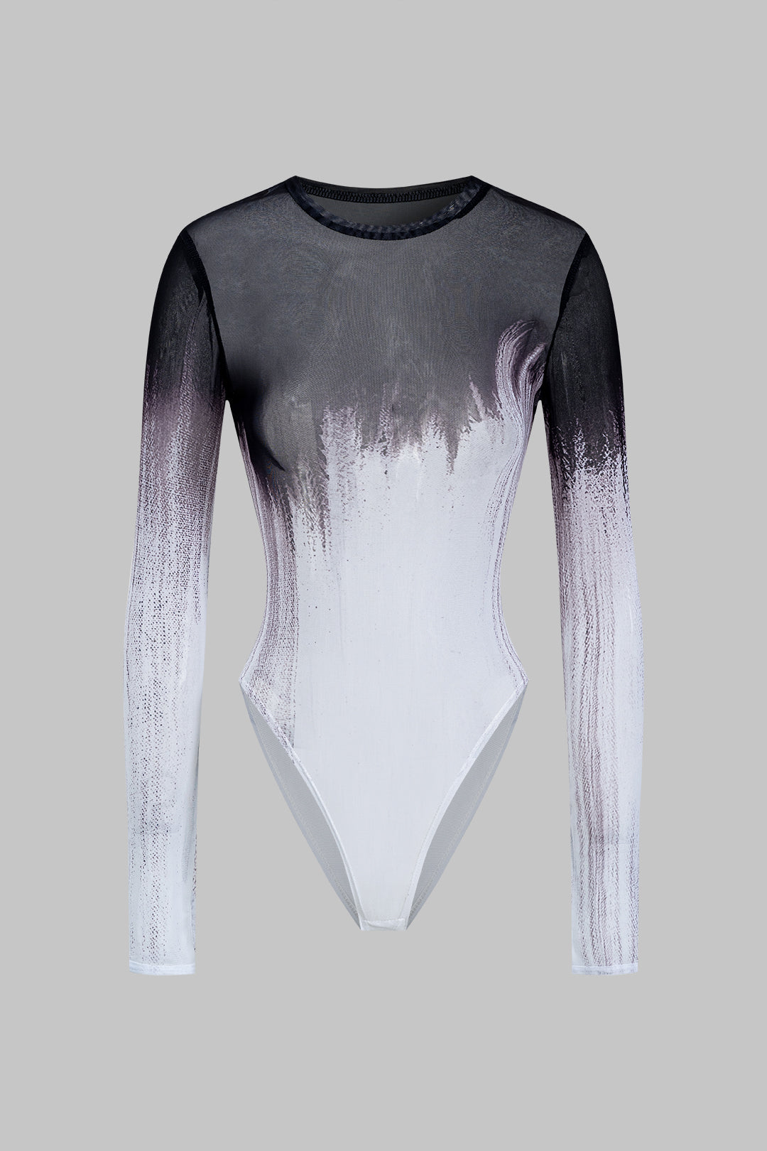 Mesh Long Sleeve Contrast Printed Bodysuit