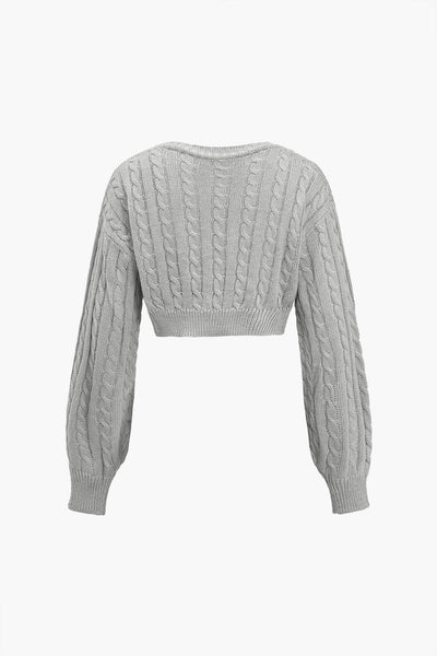 V-Neck Long-Sleeve Crop Sweater