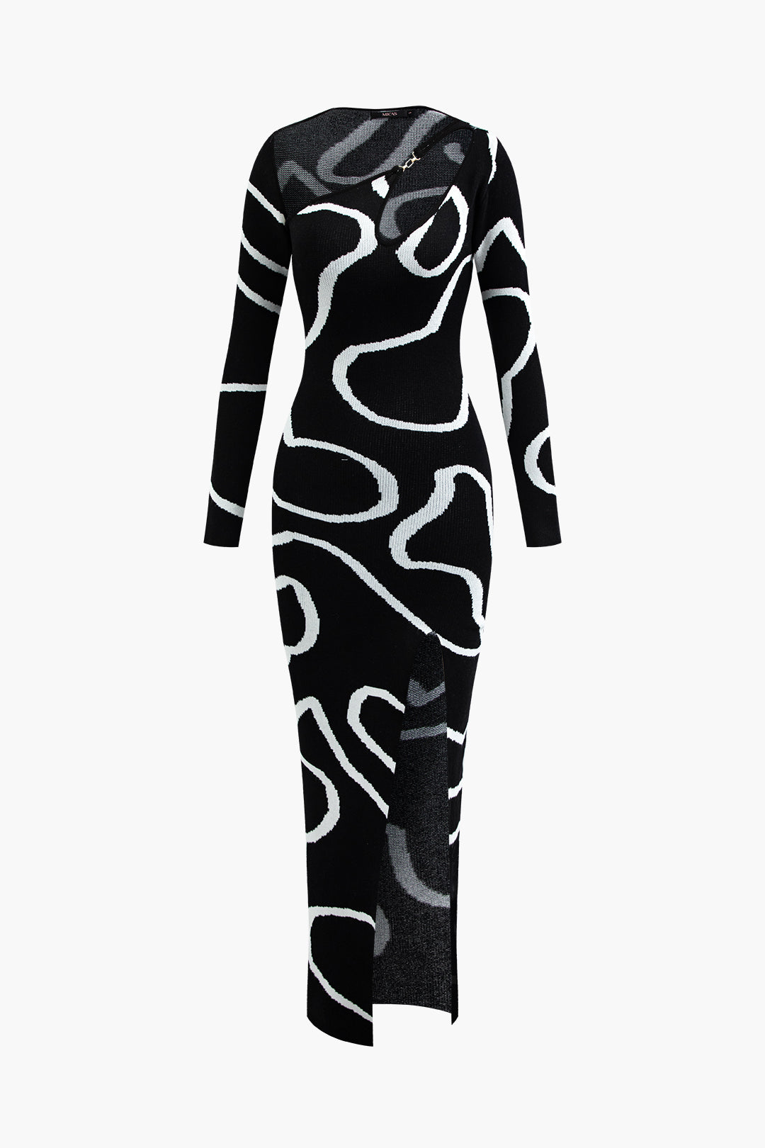 Line Pattern Cut Out Maxi Dress