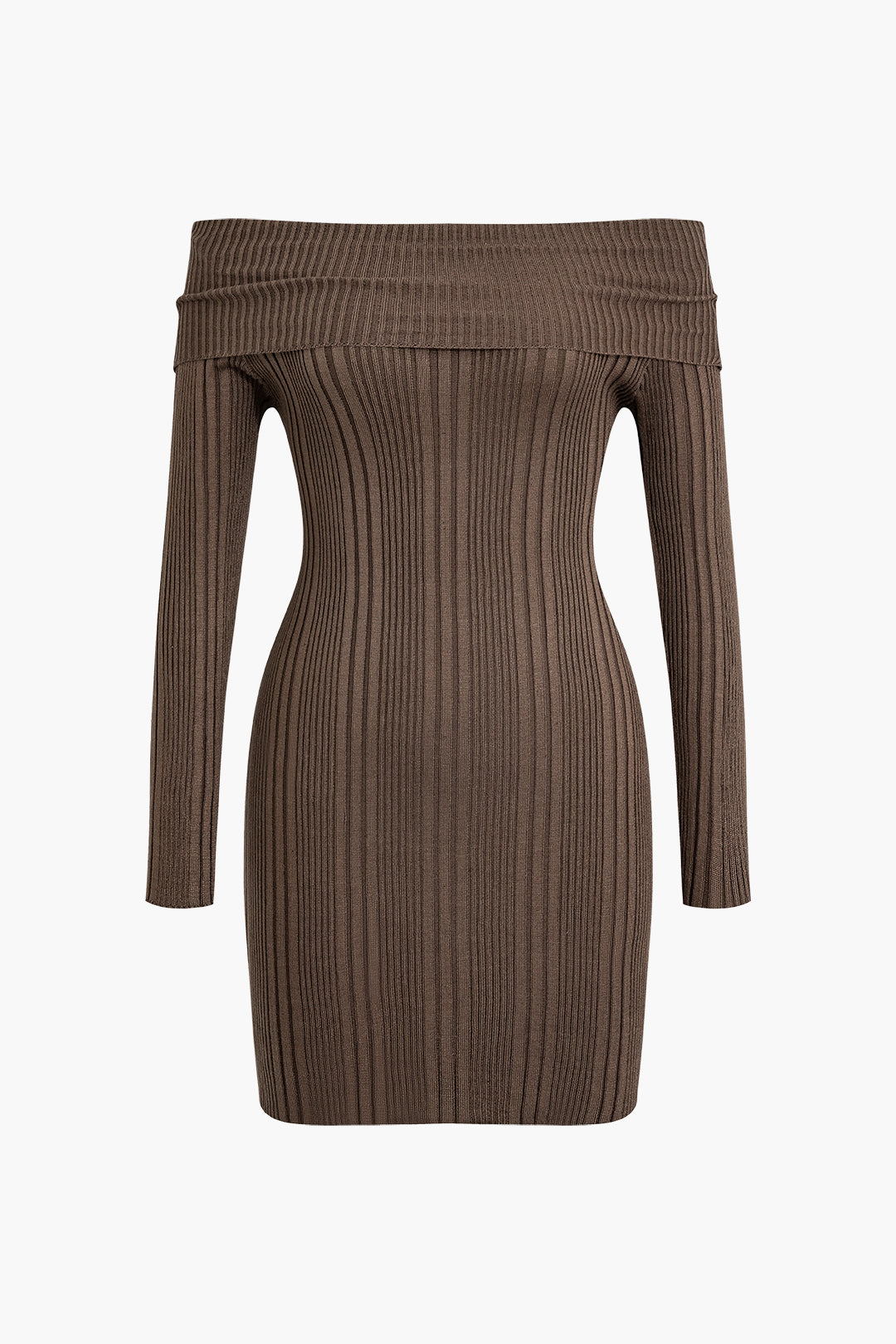 Basic Off-Shoulder Bodycon Sweater Dress