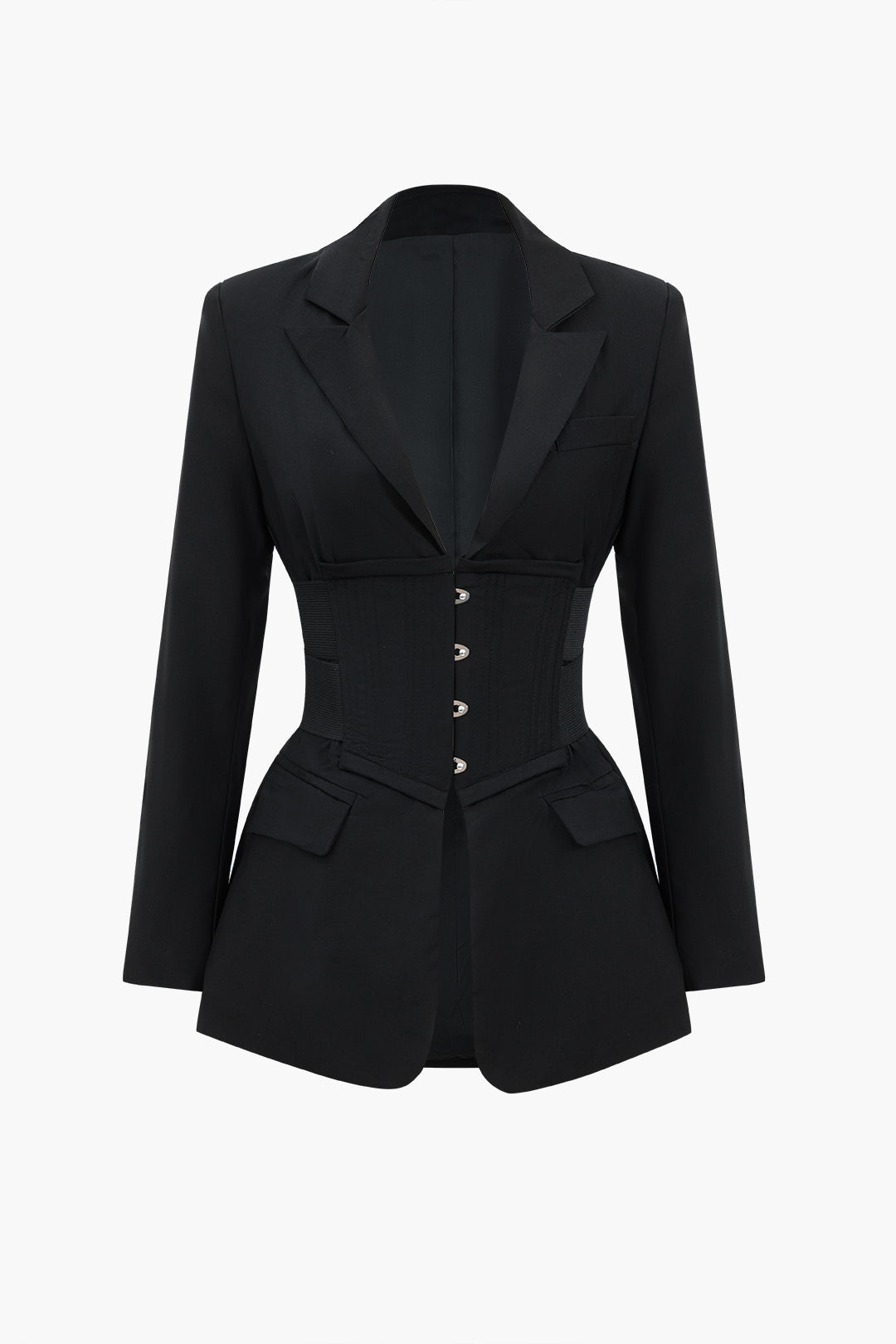 Button Notched Lapel Blazer 