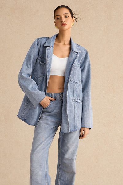 Denim Pocket Buttons Long Sleeve Jacket