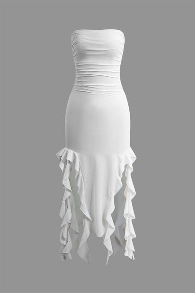 Solid Ruffle Hem Dress