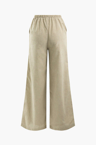 Basic Linen Drawstring Trousers