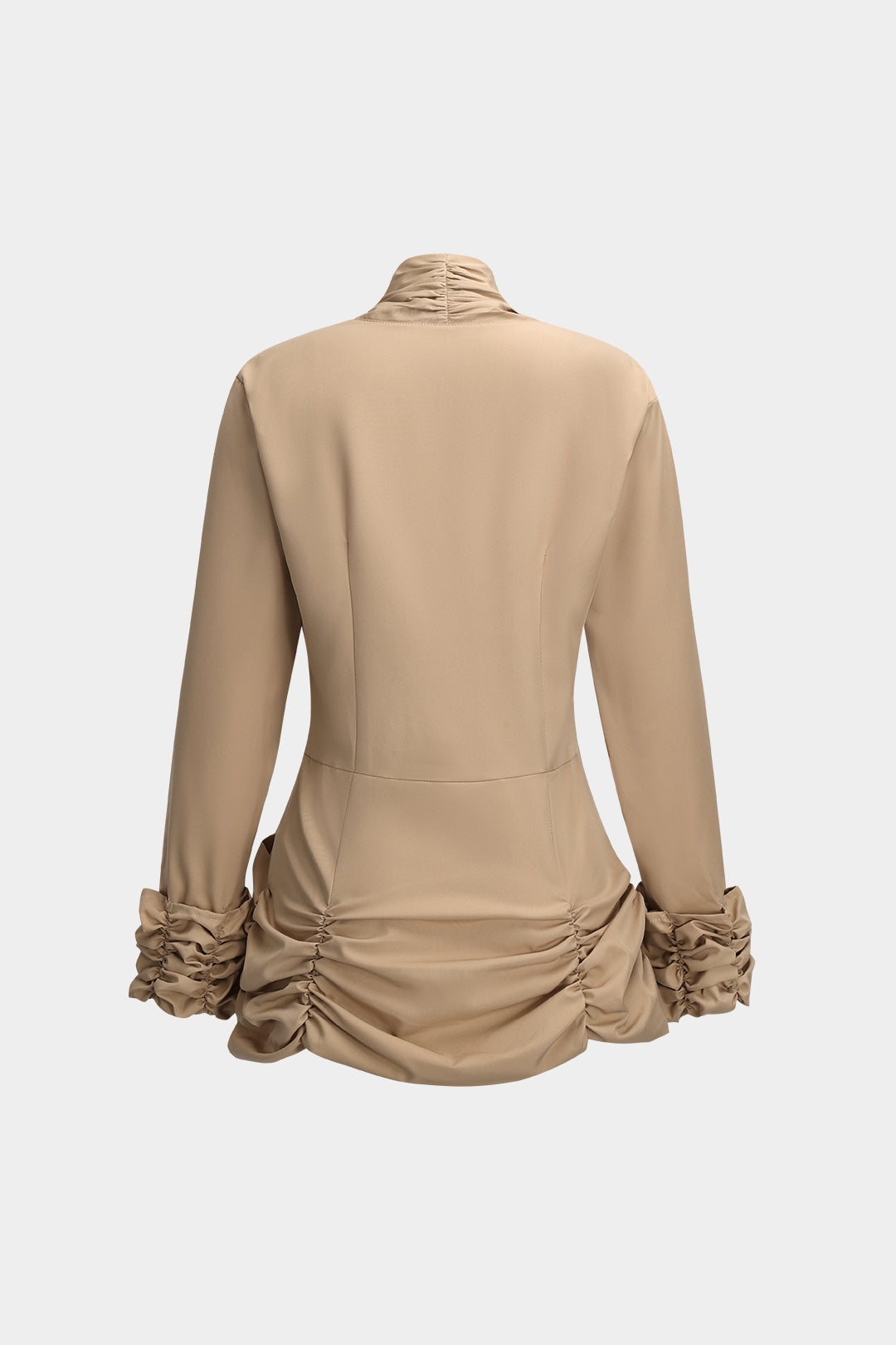 Button Ruched Long-Sleeve Shirt