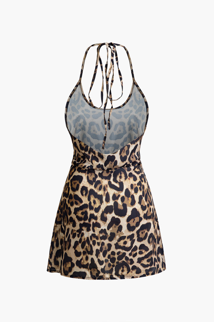 Leopard Backless Mini Dress 