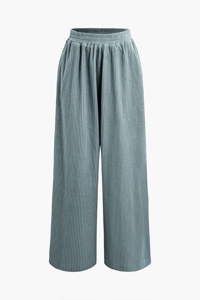 Solid Pleated Trousers