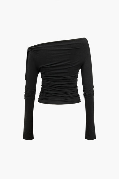 Solid Cut Out Long Sleeve Top