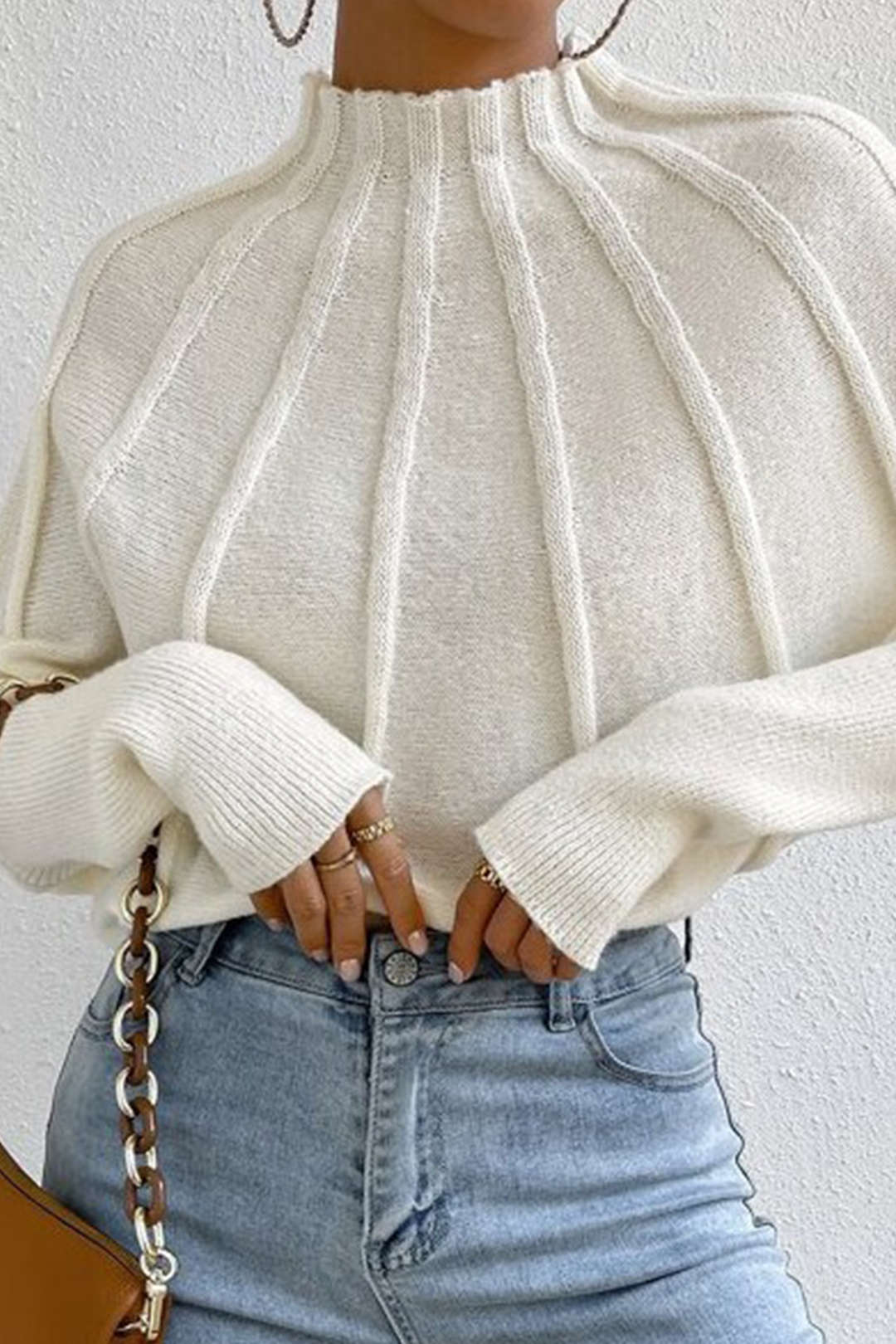 Mock Neck Textured Sweater