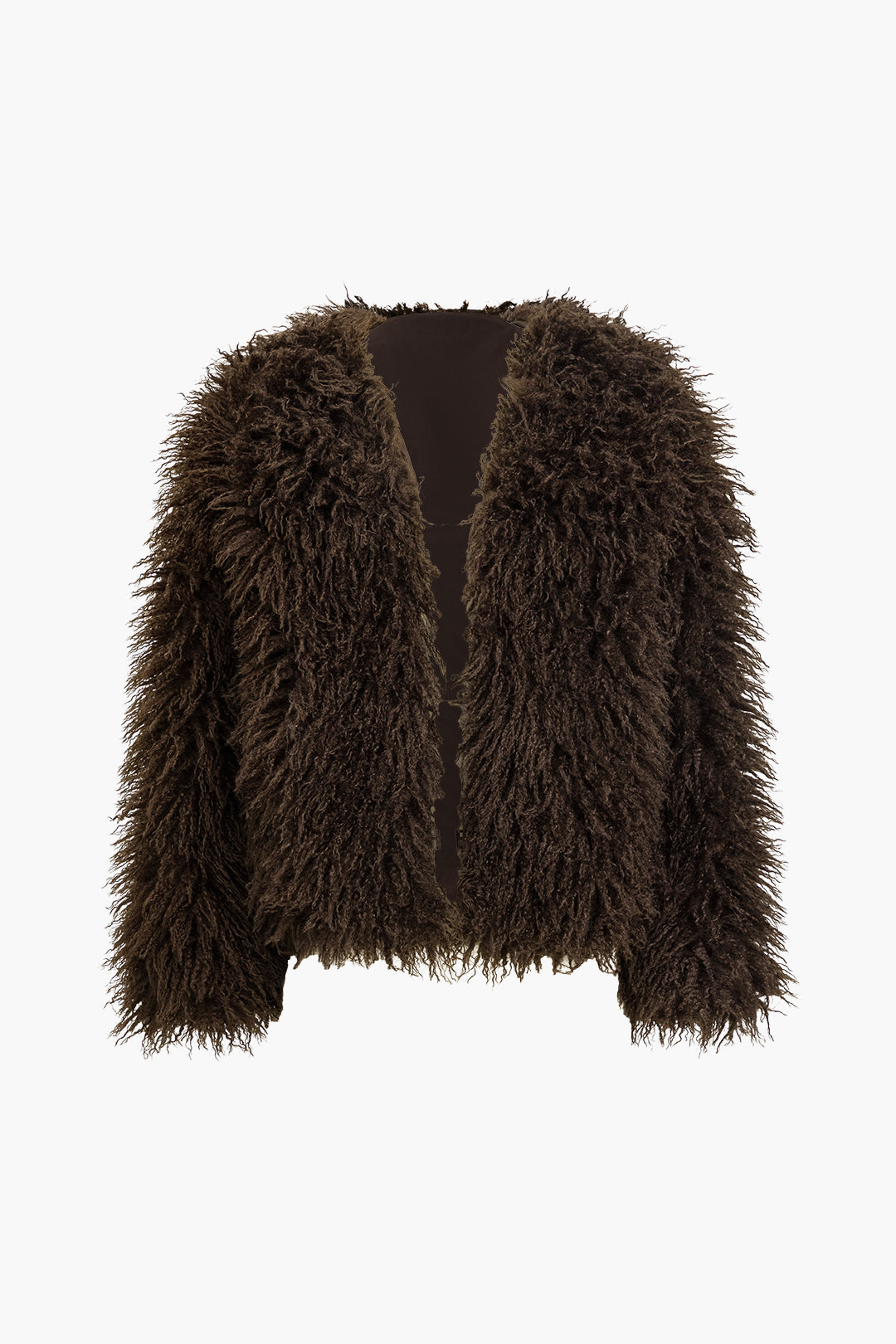 Solid Faux Fur Fringe Jacket