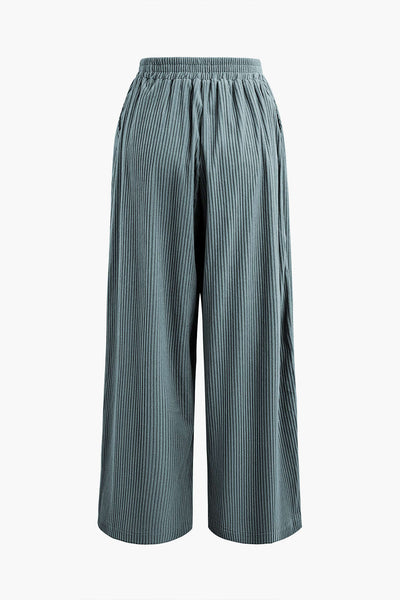 Solid Pleated Trousers