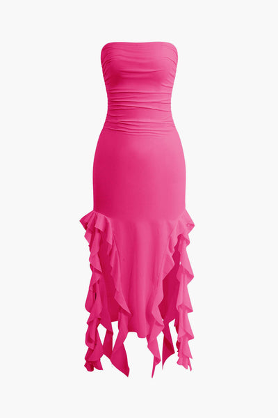 Solid Ruffle Hem Dress