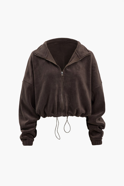 Solid Drawstring Mock Jacket