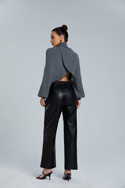 Batwing Sleeve Turtleneck Crop