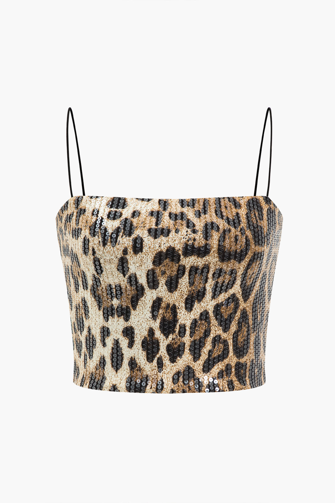 Leopard Print Sequin Shiny Crop