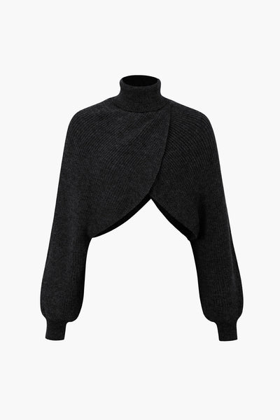 Batwing Sleeve Turtleneck Crop