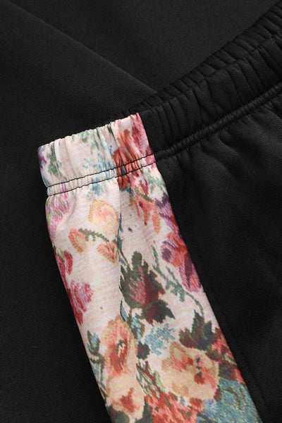 Floral Leaves Pattern Patchwork Trousers