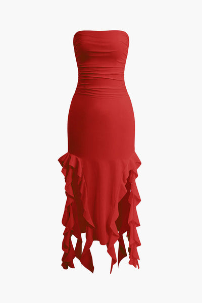 Solid Ruffle Hem Dress