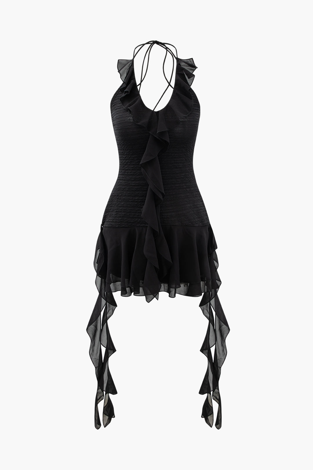 Neck Ruffle Mini Dress