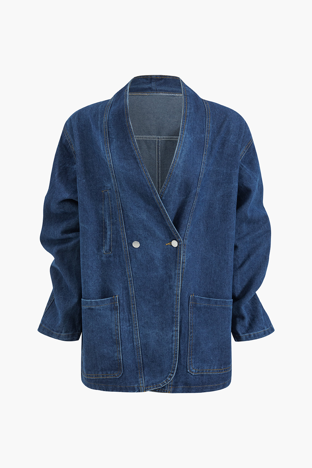 Denim Button Pocket Long Sleeve Jacket