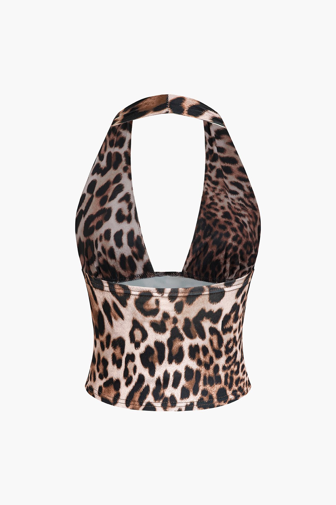 Leopard Print Halter Neck Backless Crop