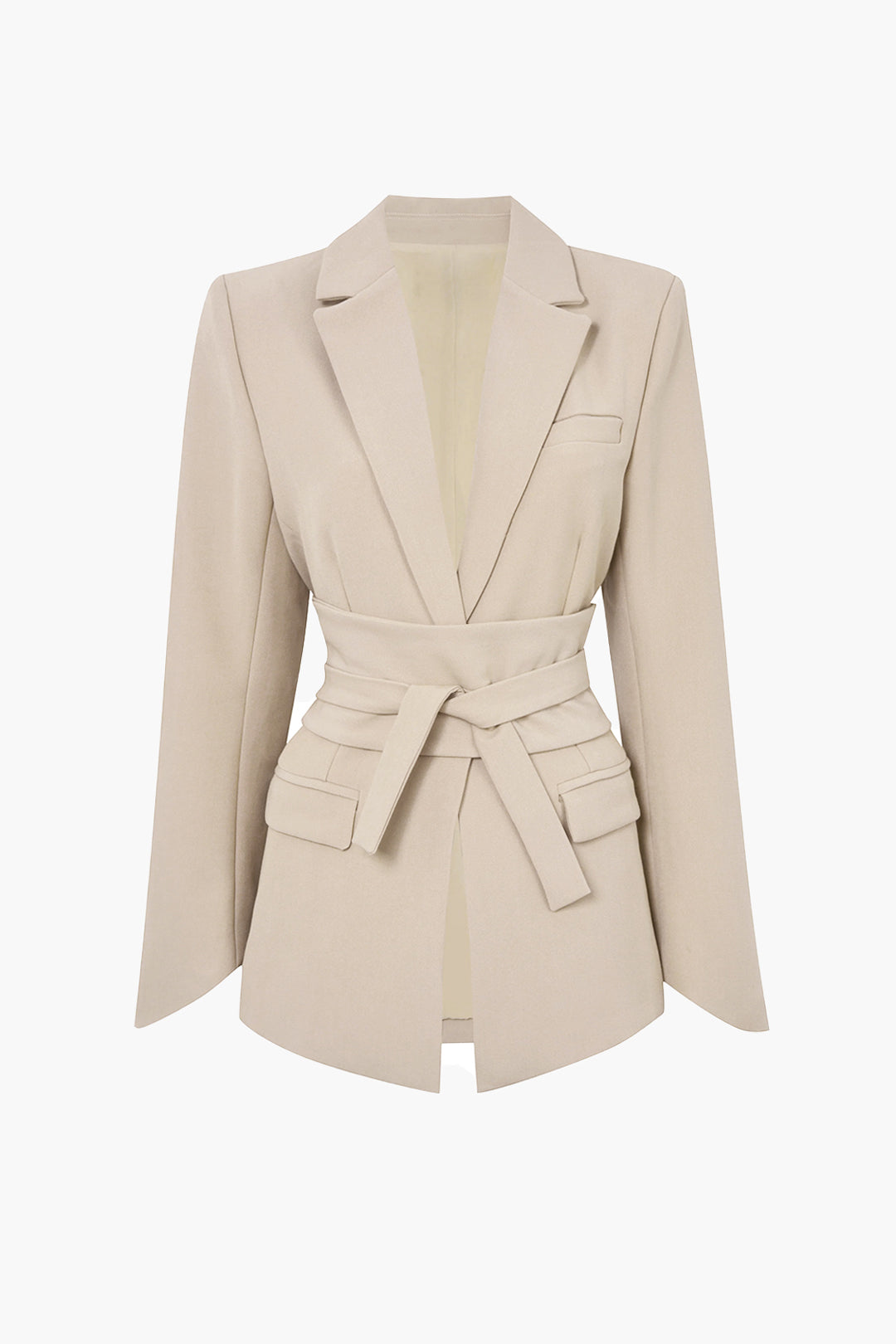 Basic Solid Belted Blazer