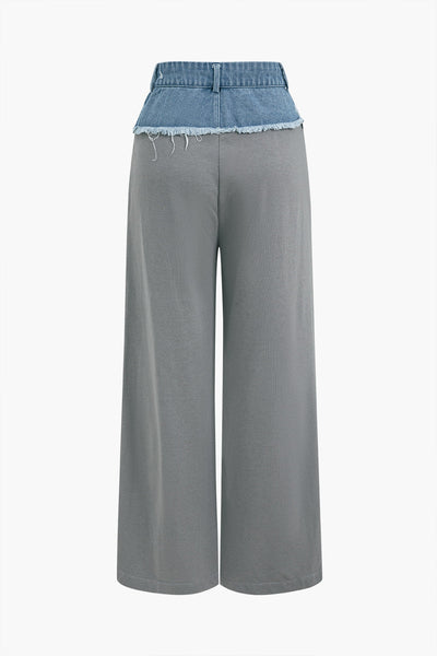 Denim Patchwork Wide Trousers