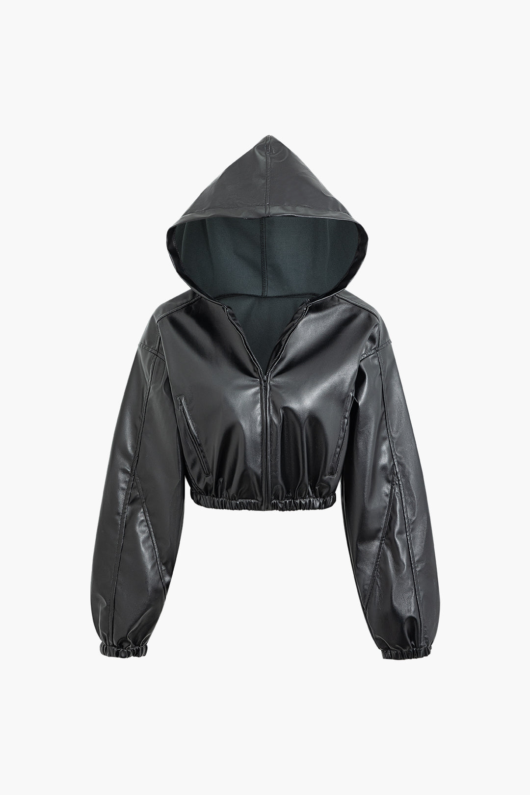 Solid Zipper Hooded Jacket