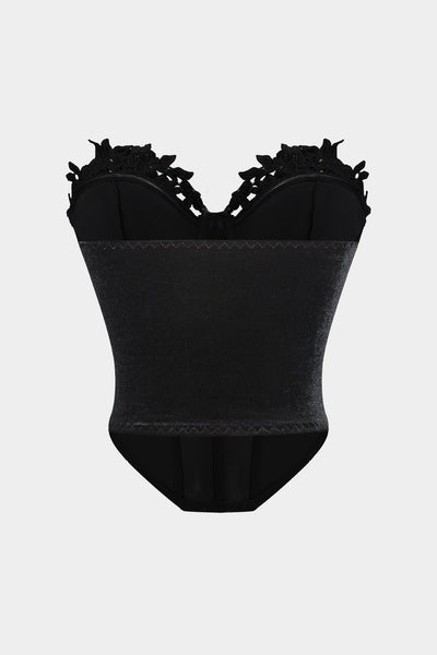 Velvet Backless Bustier Corset Crop