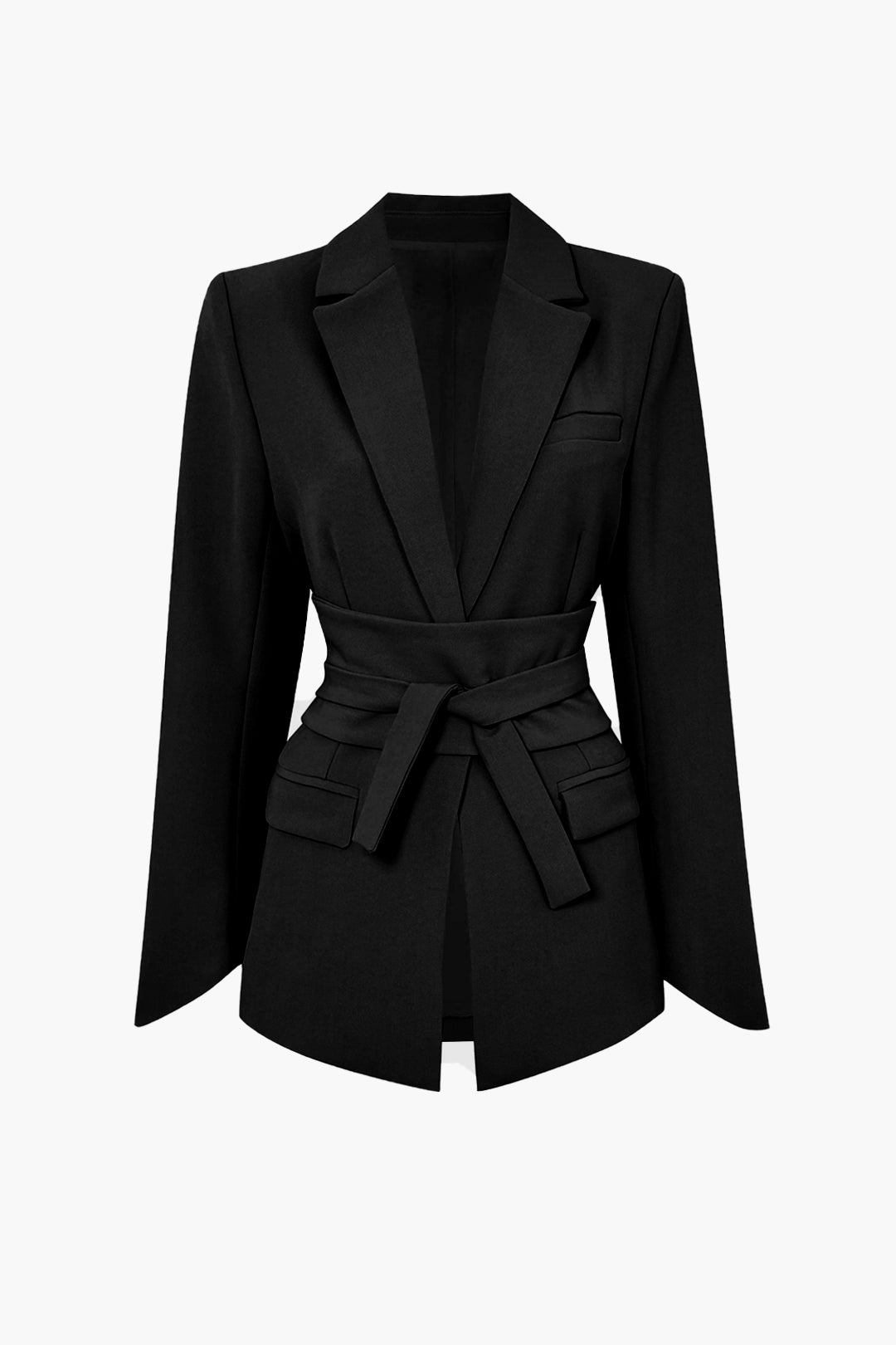 Basic Solid Belted Blazer