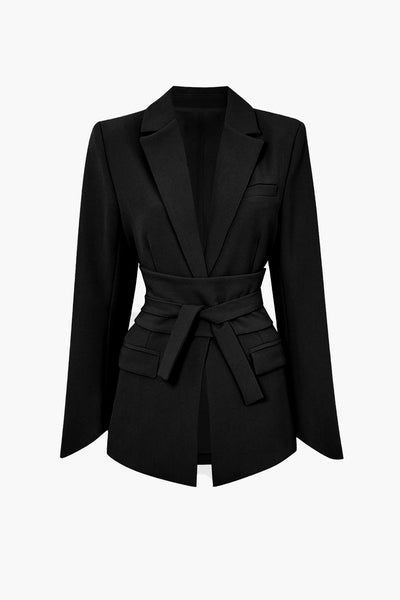 Basic Solid Belted Blazer