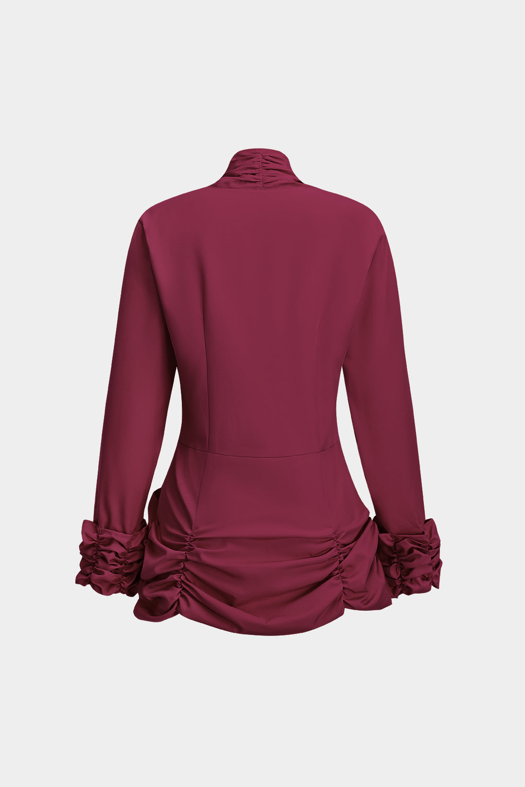 Button Ruched Long-Sleeve Shirt