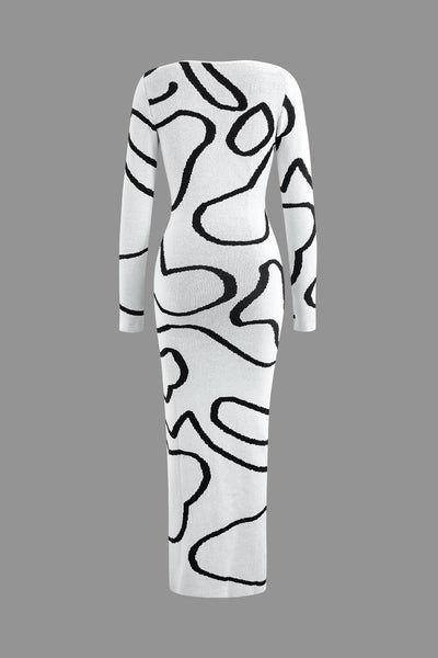 Line Pattern Cut Out Maxi Dress